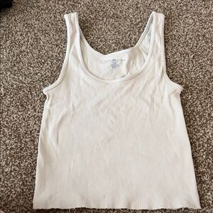Brandy Melville Off-White Ribbed Tank Top